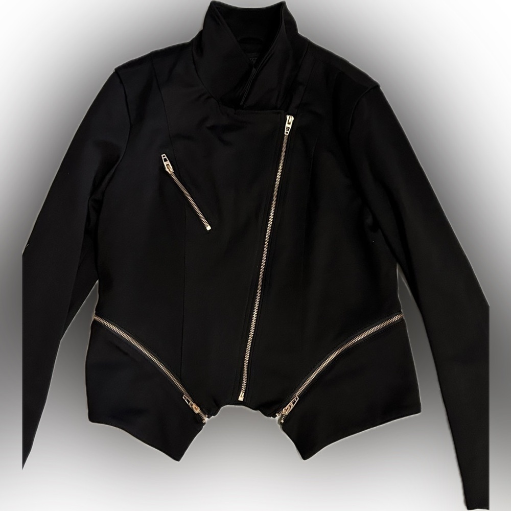 NEW BLANKNYC Denim Psychopath Ponte Moto Jacket - Black / Gold - Large - Picture 7 of 9